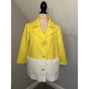 NWT Kate Spade NY Hayley Coat light jacket dress yellow white dive in $498 SZ 14